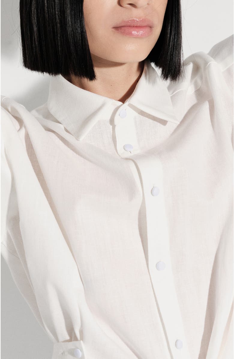 De Loreta Oeste Asymmetric Button-Up Cotton Shirt, Alternate, color, 