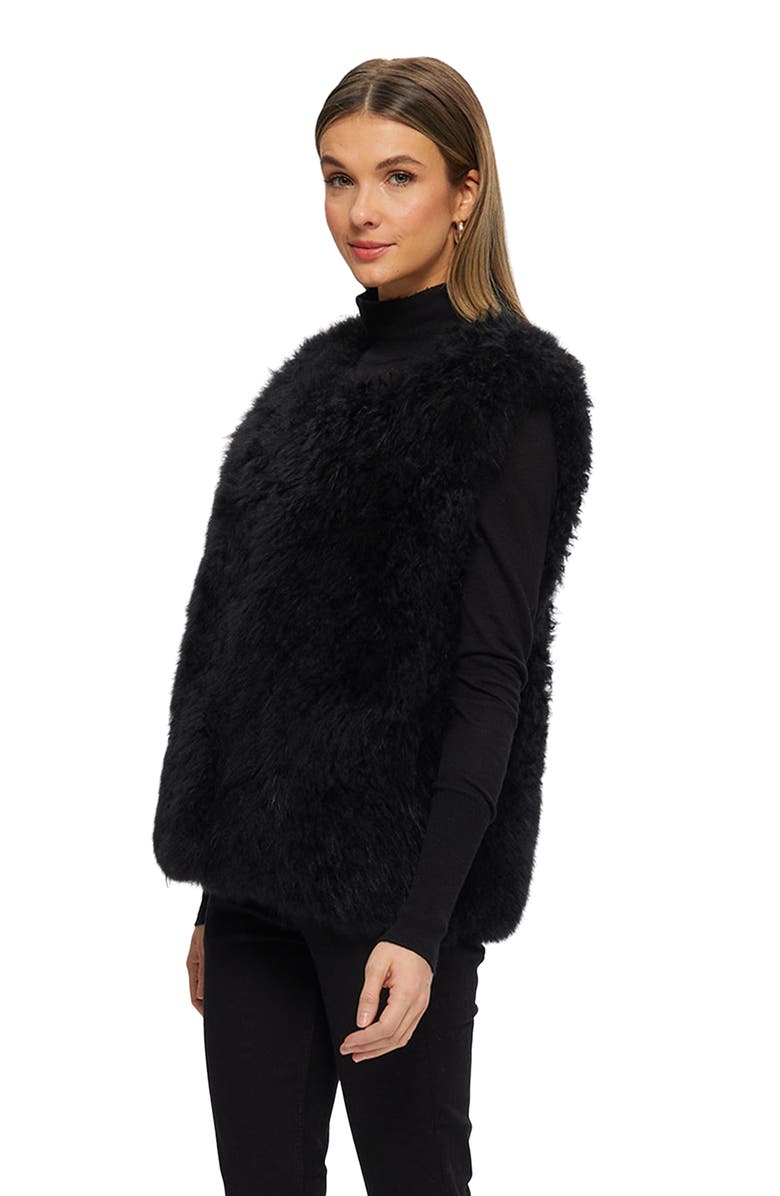 GORSKI Genuine Shearling Collarless Vest, Alternate, color, Black