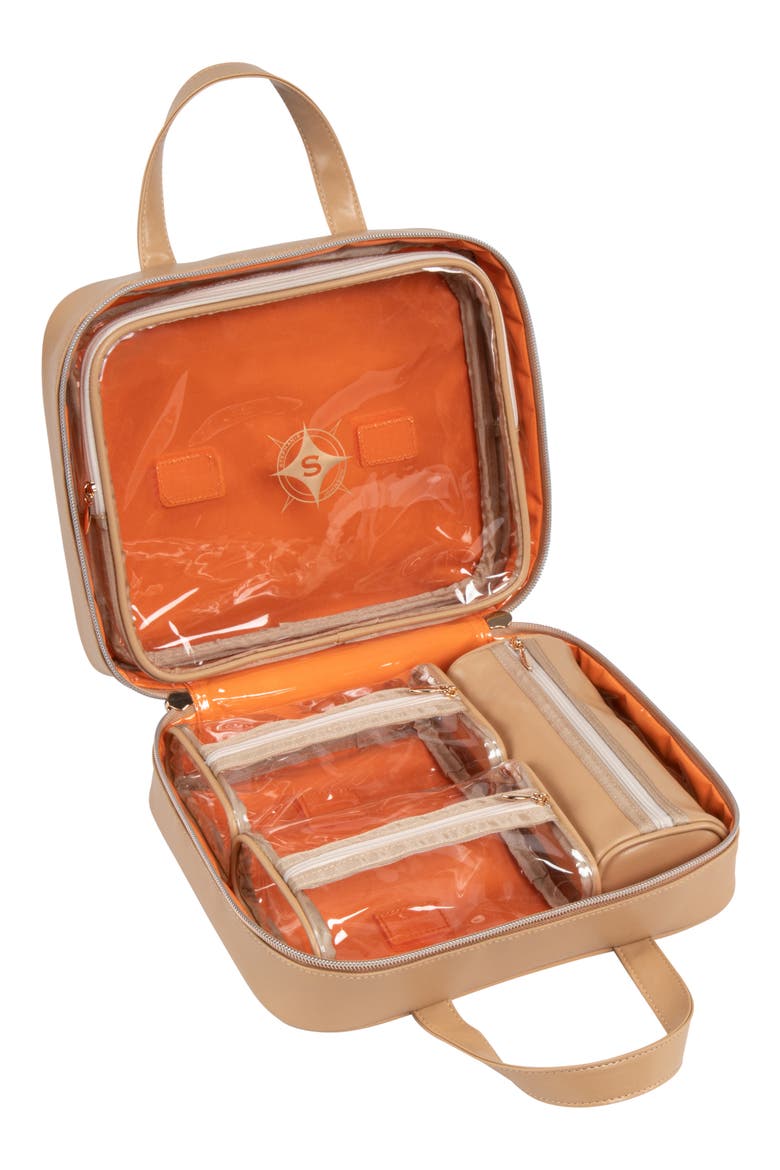 Belize Toasted Almond Martha Large Briefcase Cosmetics Case, Alternate, color, TOASTED ALMOND