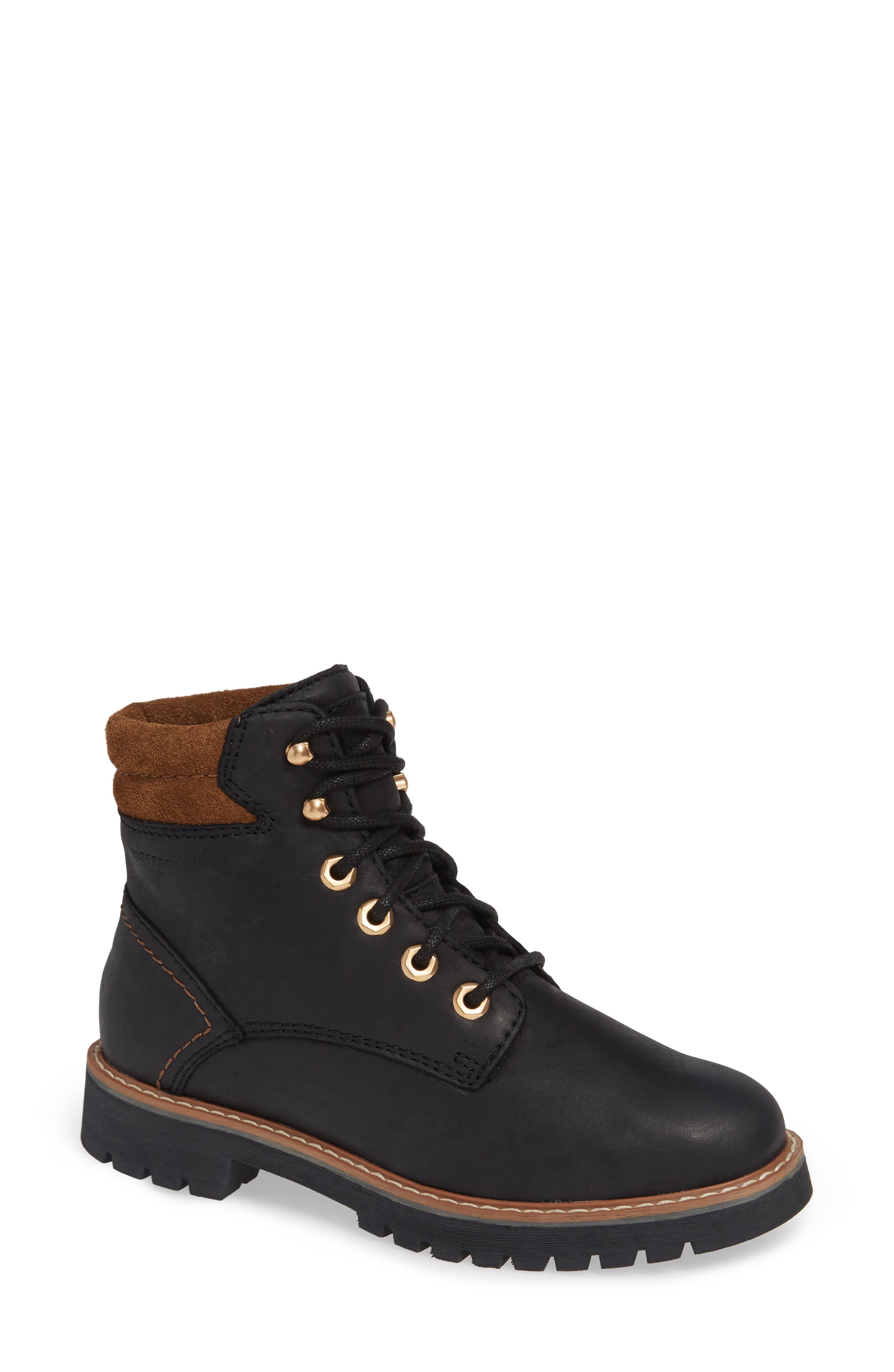 Heston Waterproof Insulated Hiking Boot, Main, color, BLACK LEATHERDNU