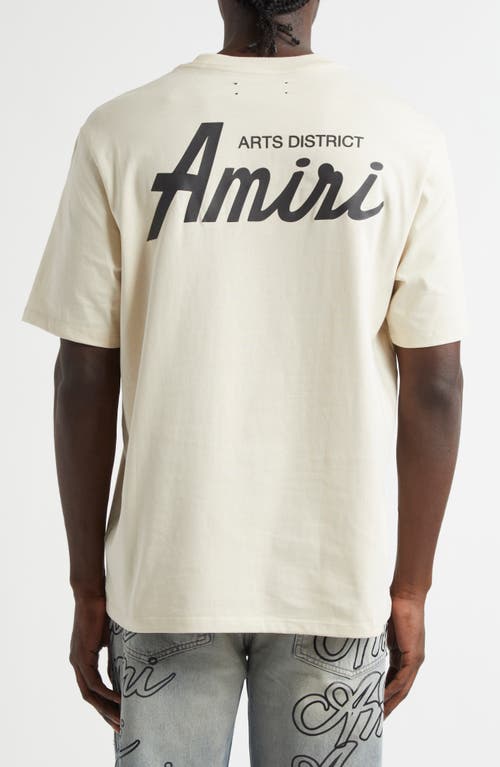 Amiri City Beige Crewneck T-shirt With Logo Detail On The Front And Maxi Logo Print On The Rear In Cotton  In Neutral