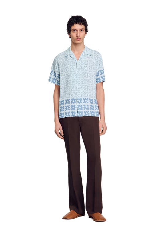 Sandro Floral Motif Shirt In Blue Sky