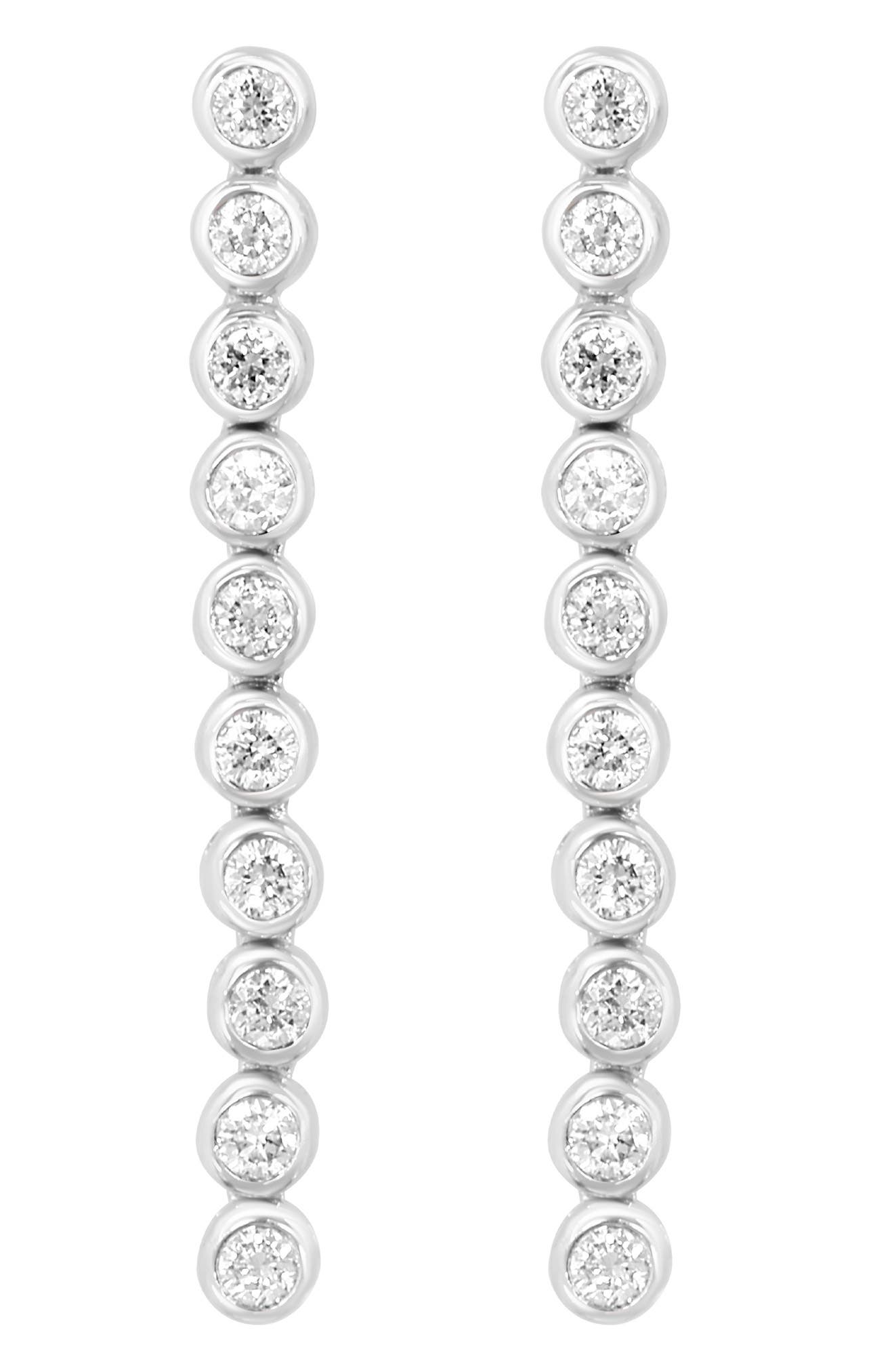 EFFY Sterling Silver Lab Grown Diamond Linear Drop Earrings