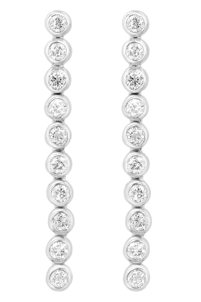 Sterling Silver Lab Grown Diamond Linear Drop Earrings, Main, color, SILVER