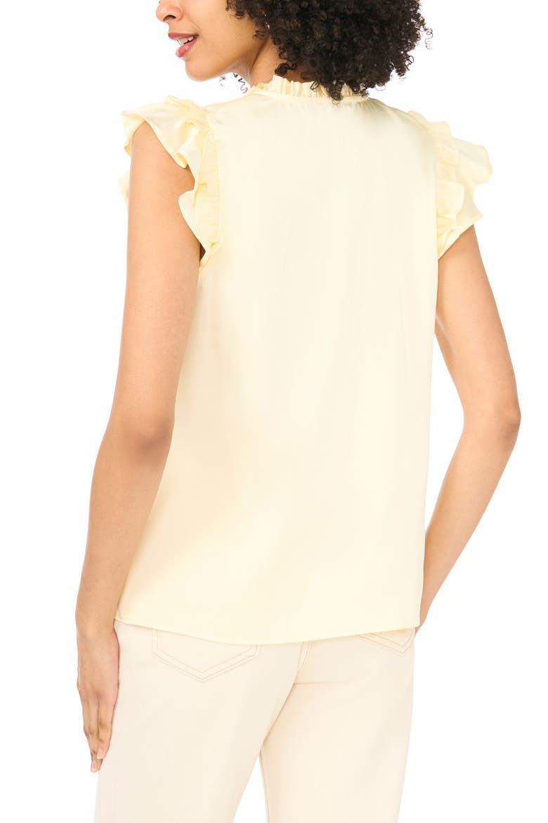 Flutter Sleeve Tie Neck Top, Alternate, color, PALE LEMON