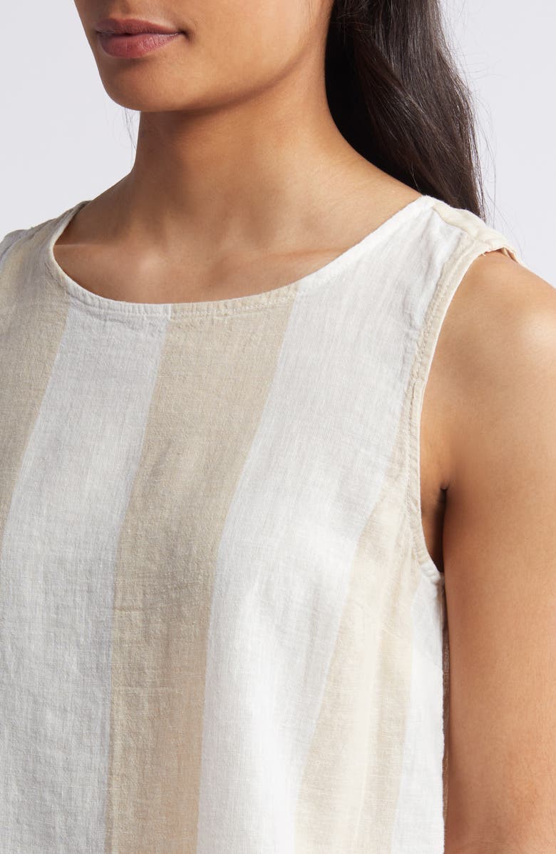 beachlunchlounge Kelis Stripe Layered Back Sleeveless Linen & Cotton Top, Alternate, color, 