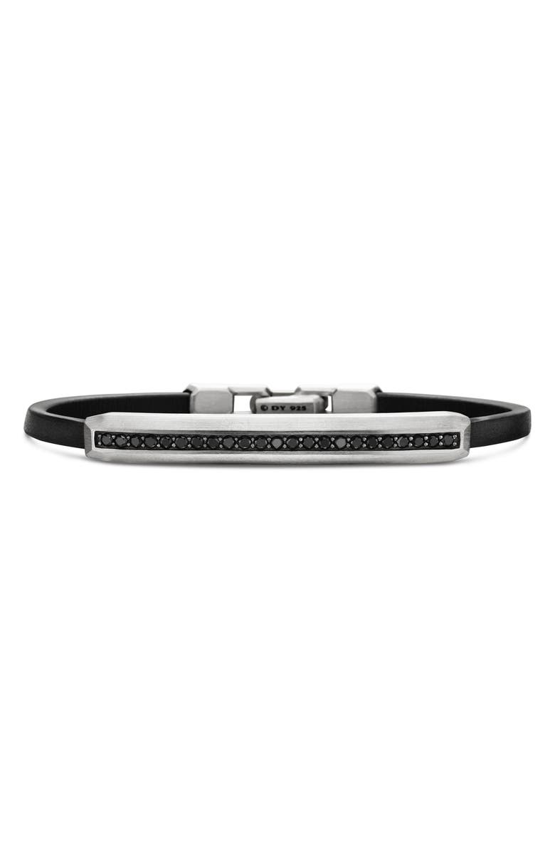 David Yurman Pavé Leather ID Bracelet, Main, color, Black Diamond