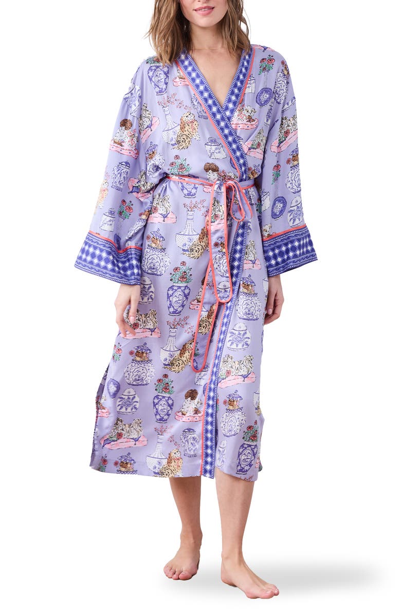 Printfresh Satin Robe, Main, color, Lavender Glaze