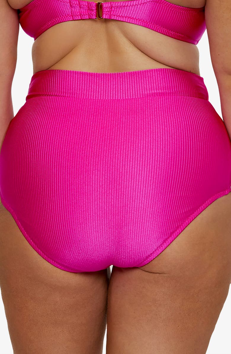 Becca Etc. Monte Carlo Ruched High Waist Bikini Bottoms, Alternate, color, Azalea