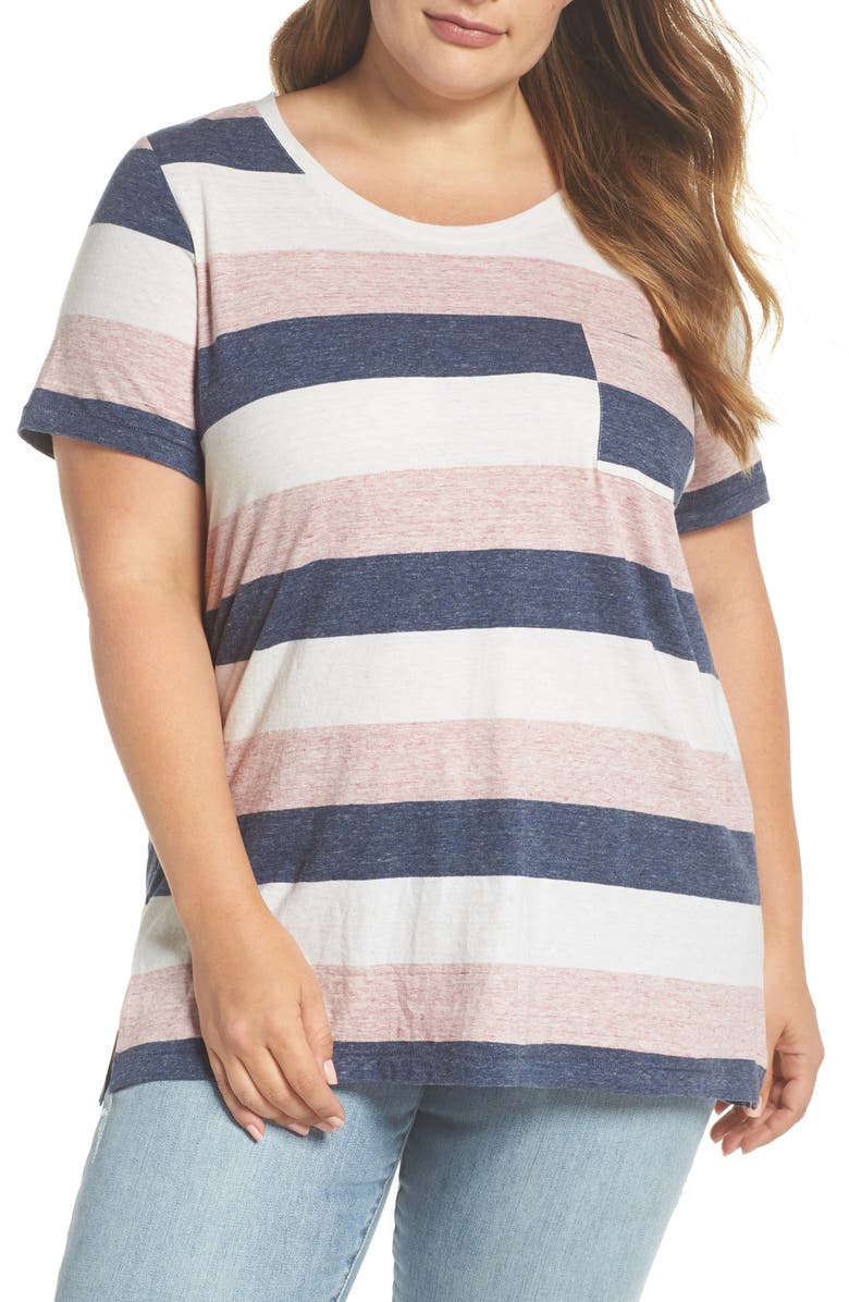 Vince Camuto Cafe Stripe Pocket Tee, Main, color, 