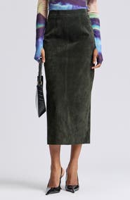 Avec Les Filles Leather Midi Skirt