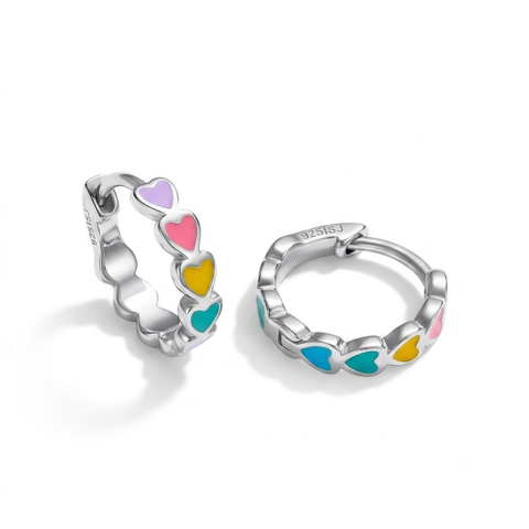 Heart Cascade Huggie Hoops