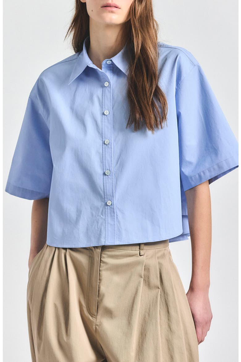 Olivia Crop Woven Shirt, Main, color, LIGHT BLUE
