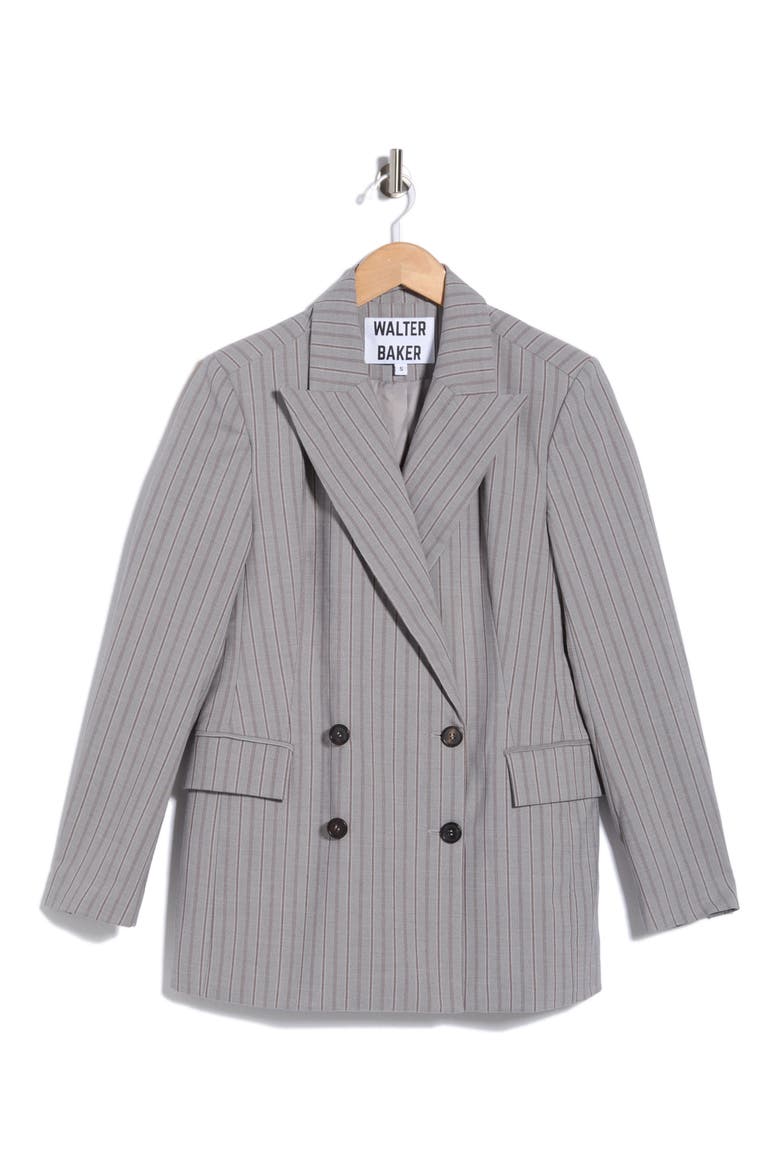 Trista Double Breasted Blazer, Alternate, color, GREY BROWN STRIPE