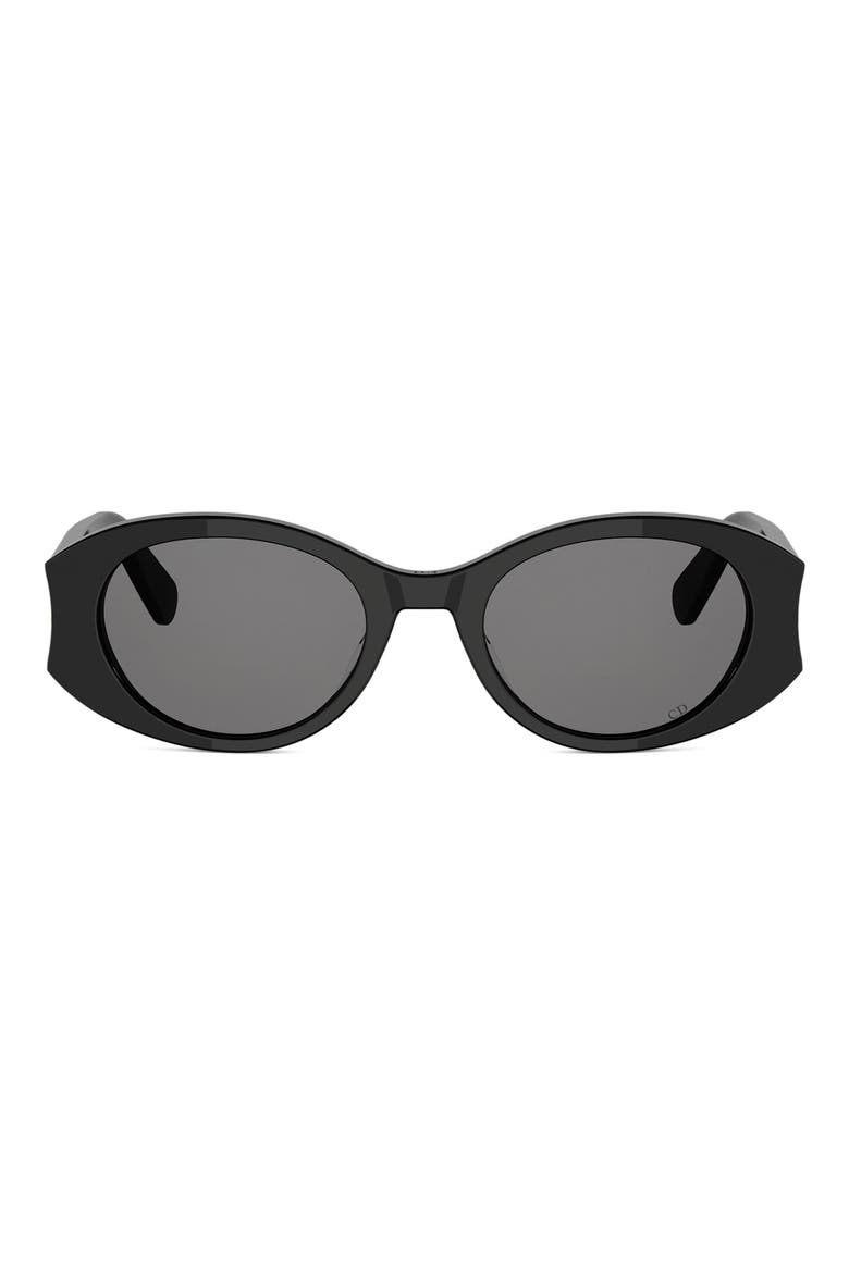 'DiorGlow B3I 51mm Oval Sunglasses, Main, color, SHINY BLACK / SMOKE