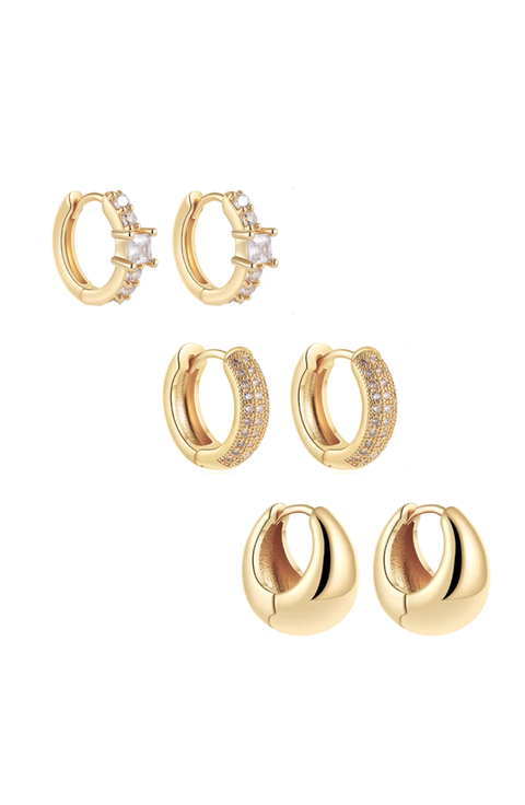 Dainty Huggie Hoop Earrings -3 Pairs