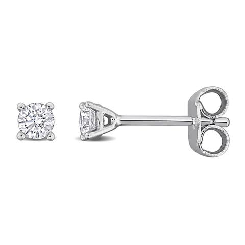 Lab-Grown Diamond Solitaire Stud Earrings Silver