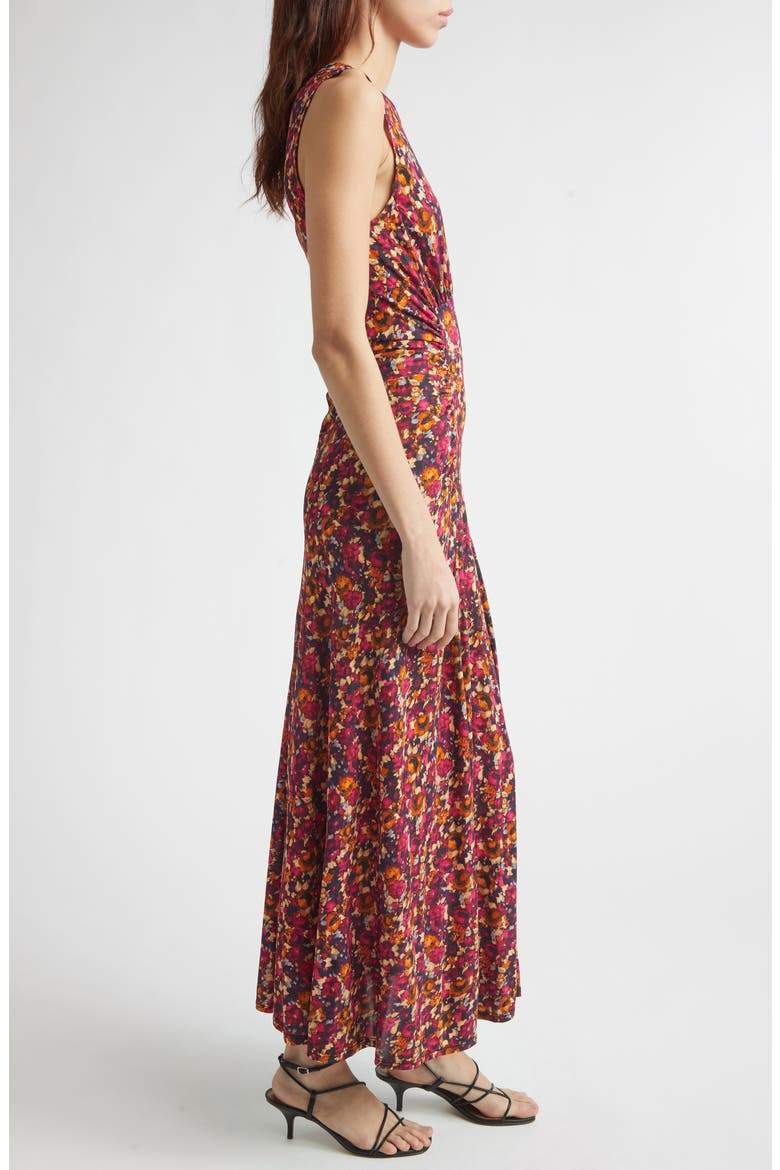 Lana Floral Print Ruched Sleeveless Maxi Dress, Alternate, color, VIOLA