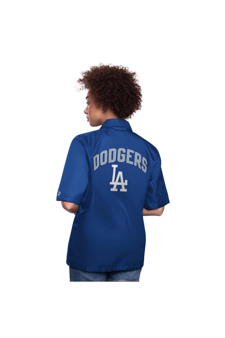 Women's Starter Royal Los Angeles Dodgers High Post Short Sleeve Full-Snap Coaches Jacket, Alternate, color, Royal