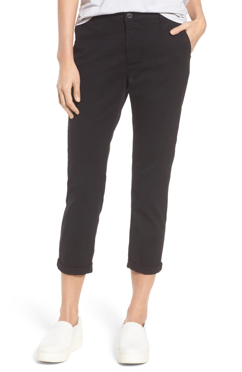 AG Caden Crop Twill Trousers, Main, color, Super Black