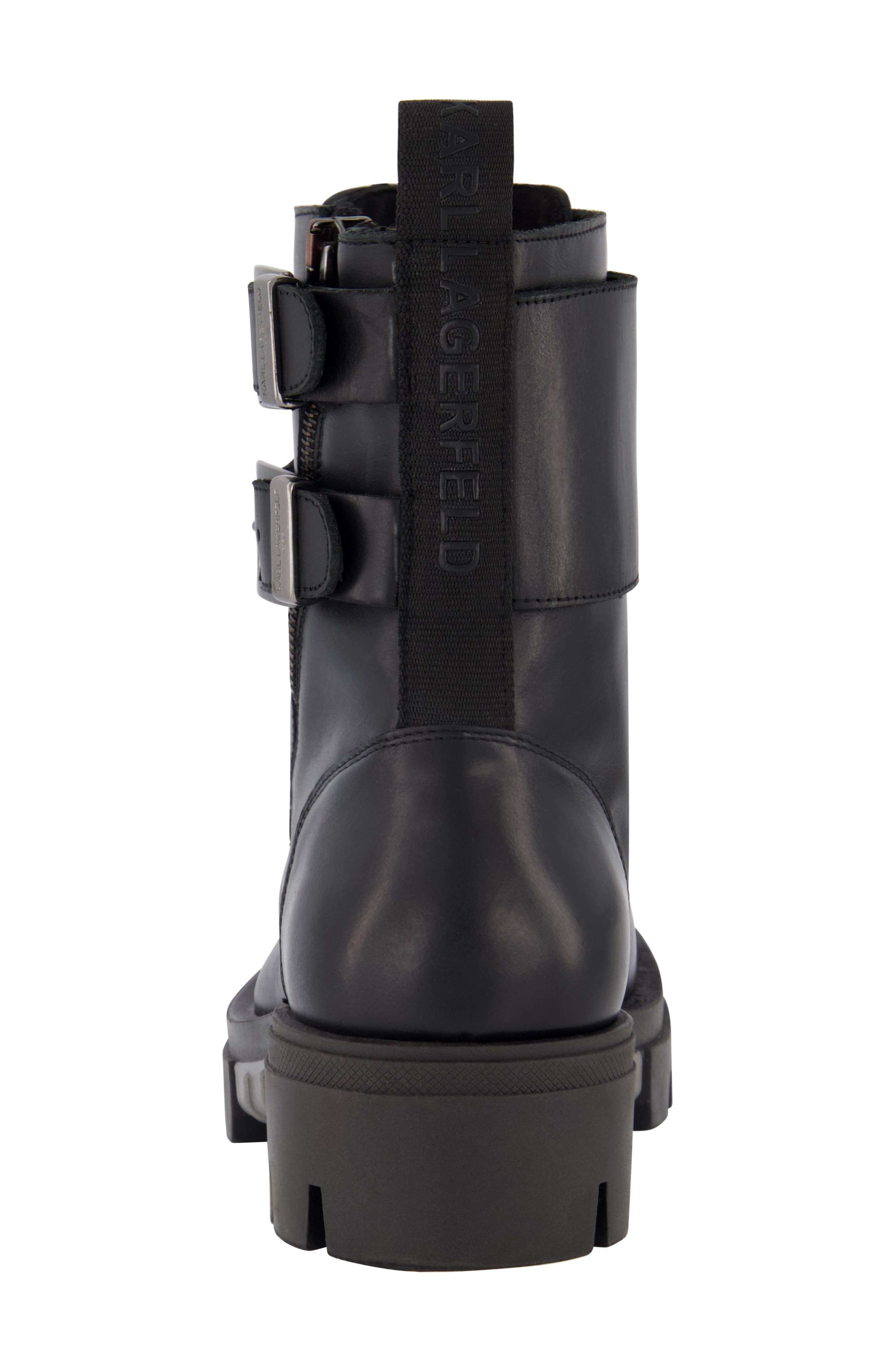 KARL LAGERFELD PARIS Leather Combat Boot, Alternate, color, 