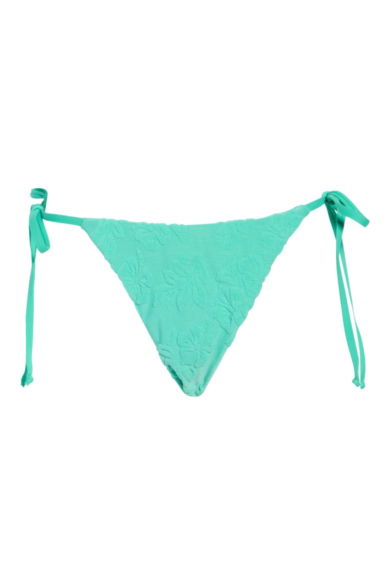 Mia Textured Side Tie Swim Briefs, Alternate, color, AQUA GREEN