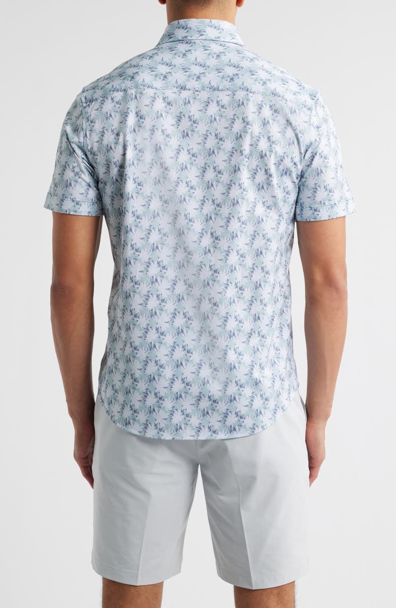 Bugatchi Myron OoohCotton<sup>®</sup> Palm Tree Print Short Sleeve Button-Up Shirt, Alternate, color, Mint