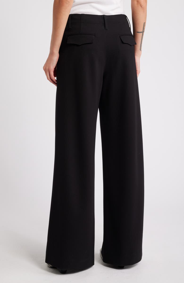 rag & bone Sofie High Waist Wide Leg Ponte Knit Pants, Alternate, color, Black