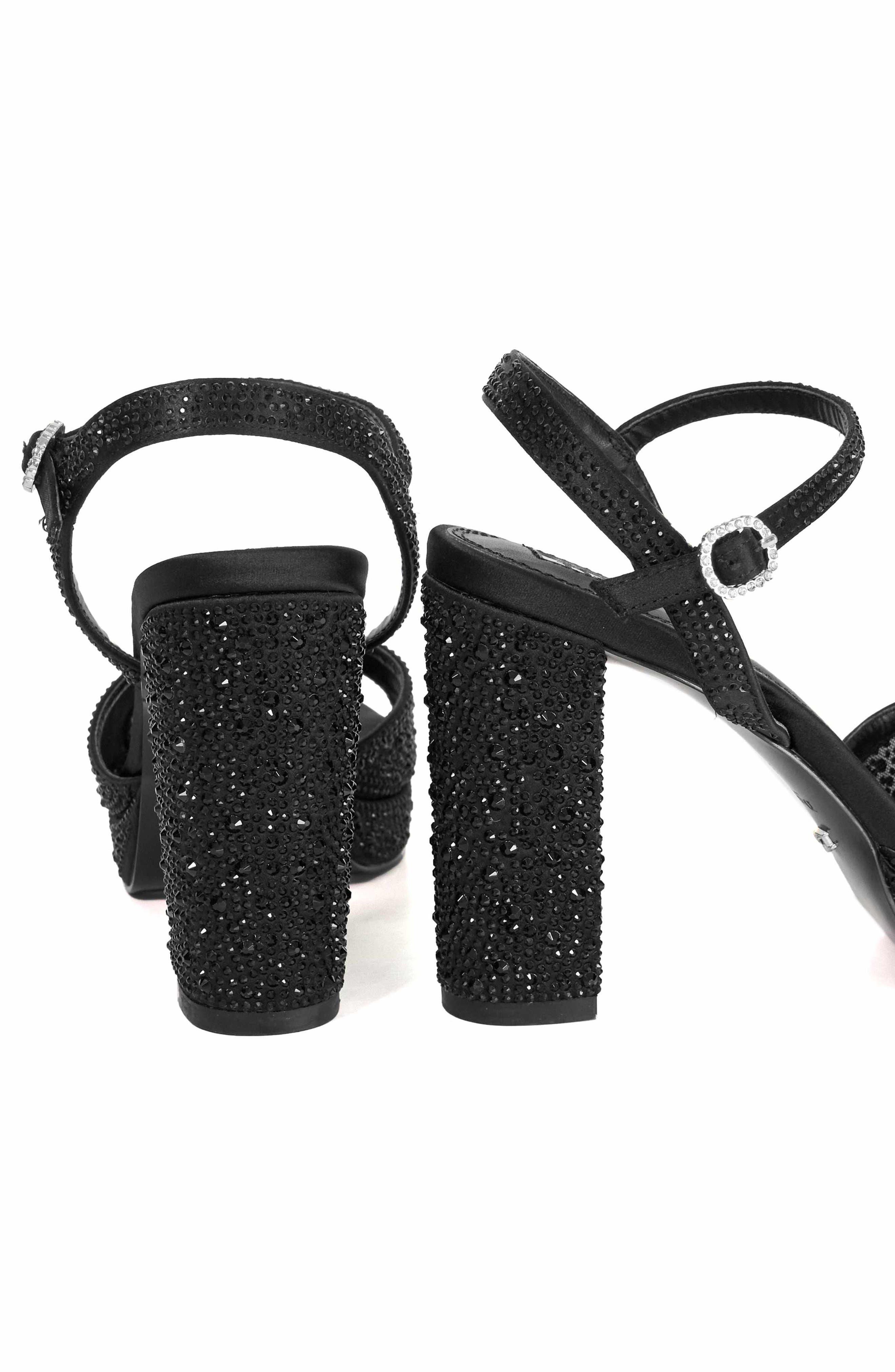 Dune London Mesmerizing Ankle Strap Platform Sandal, Alternate, color, Black