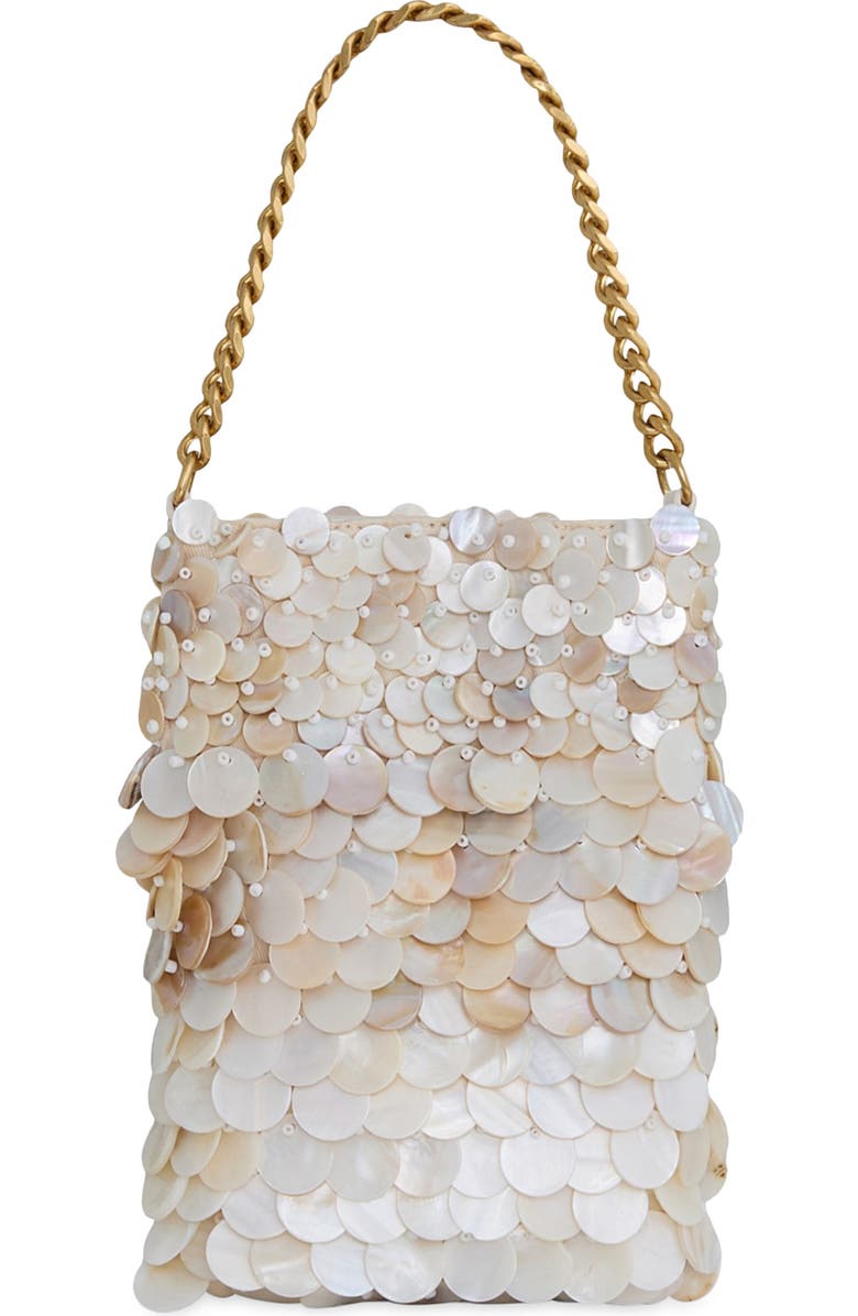 Rebecca Minkoff Ashlee Shimmery Phone Pouch, Main, color, Natural
