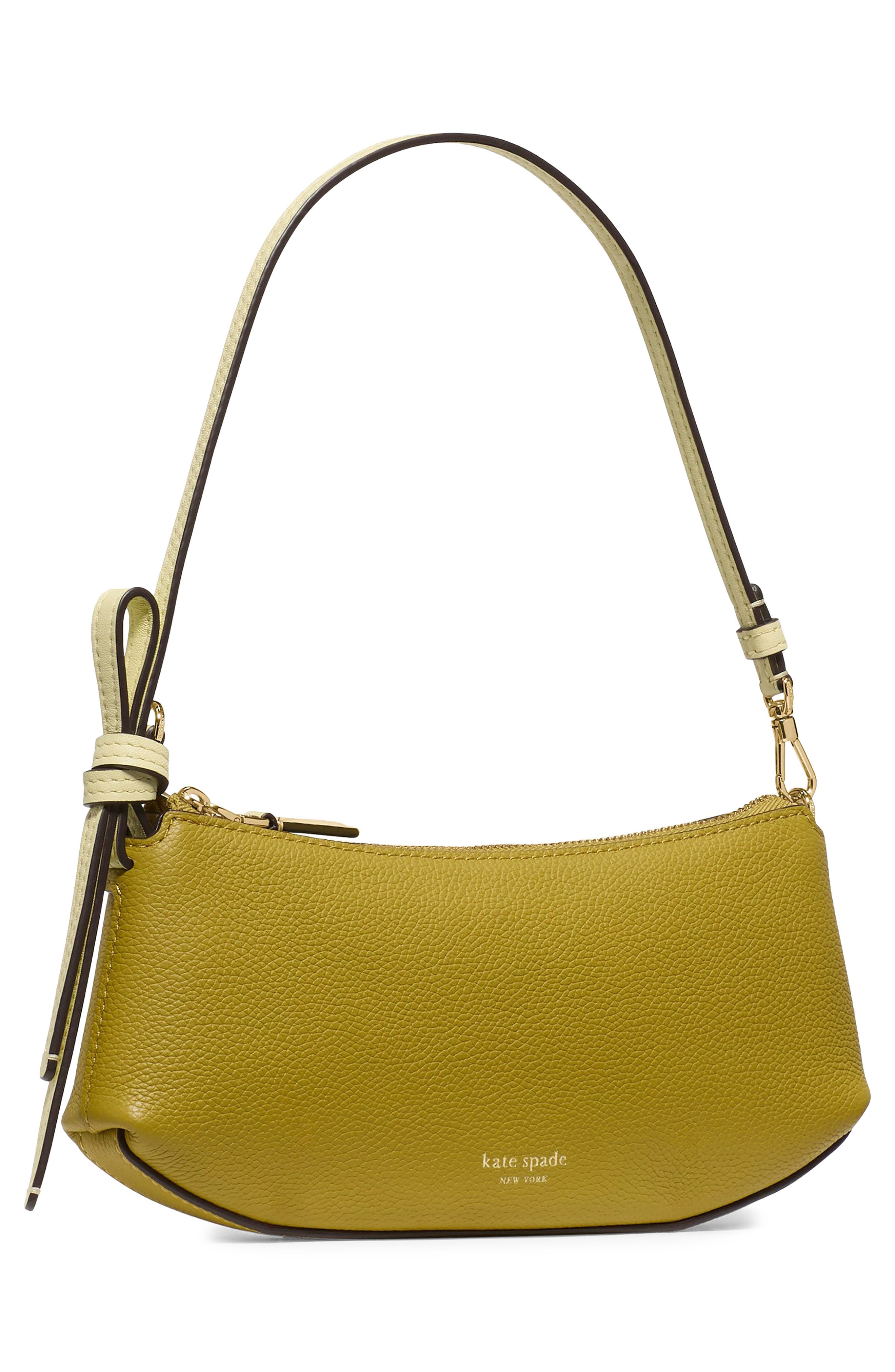 Kate Spade New York loop colorblock pebble leather pochette shoulder bag, Alternate, color, Laurel Leaf