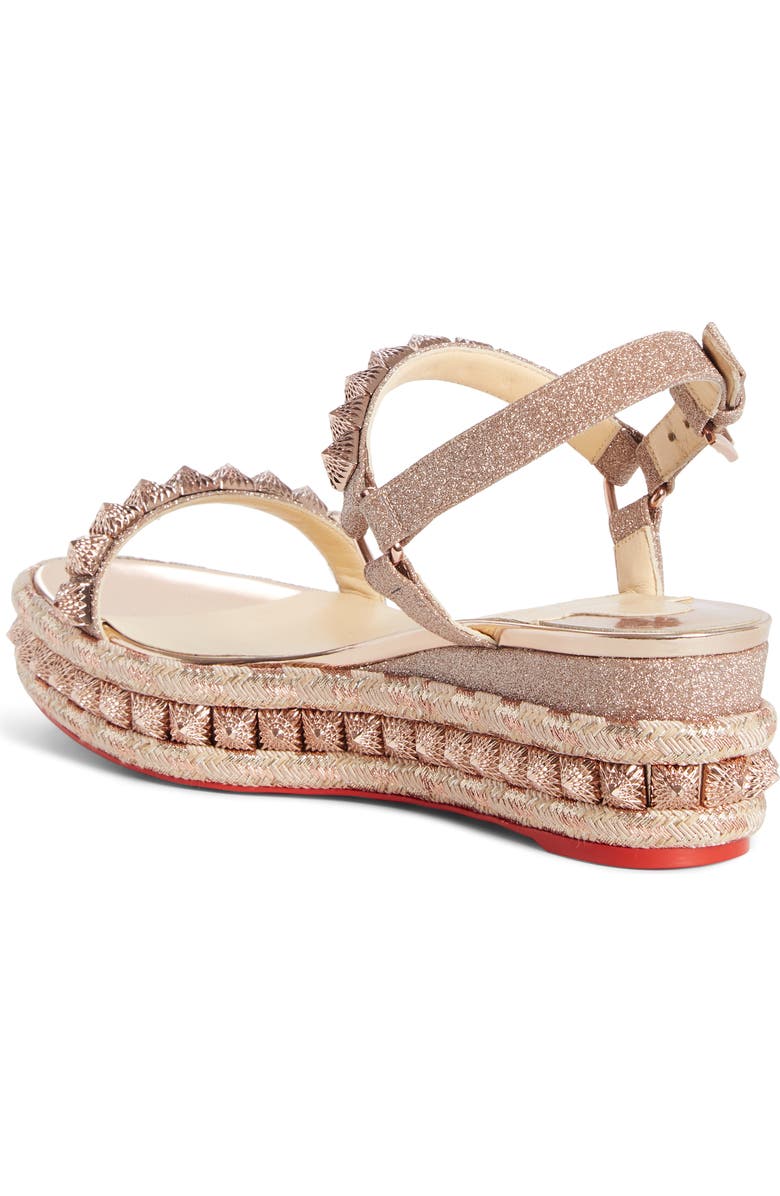 Christian Louboutin Pira Studded Glitter Wedge Sandal, Alternate, color,