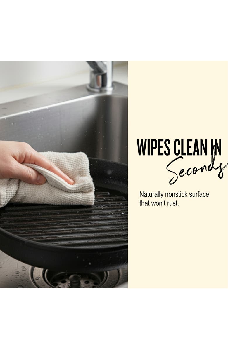 Alva Nori 11-inch Enameled Cast Iron Grill Pan, Alternate, color, Black