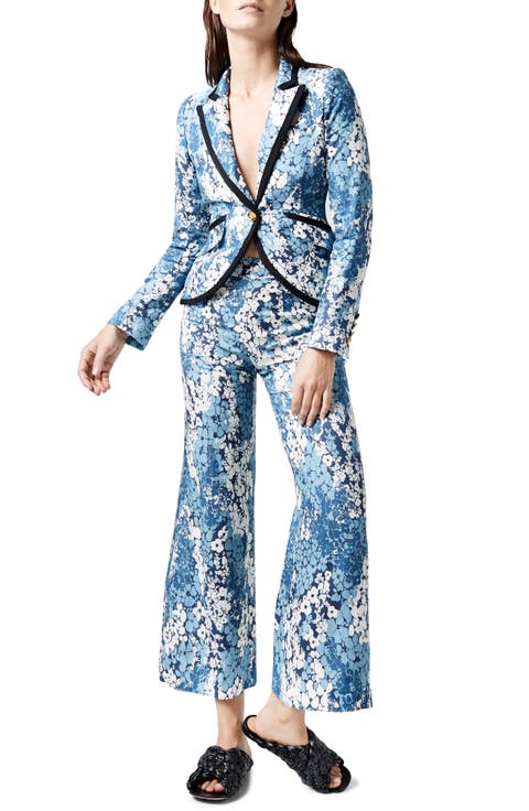 Floral Patch Pocket Linen Pants