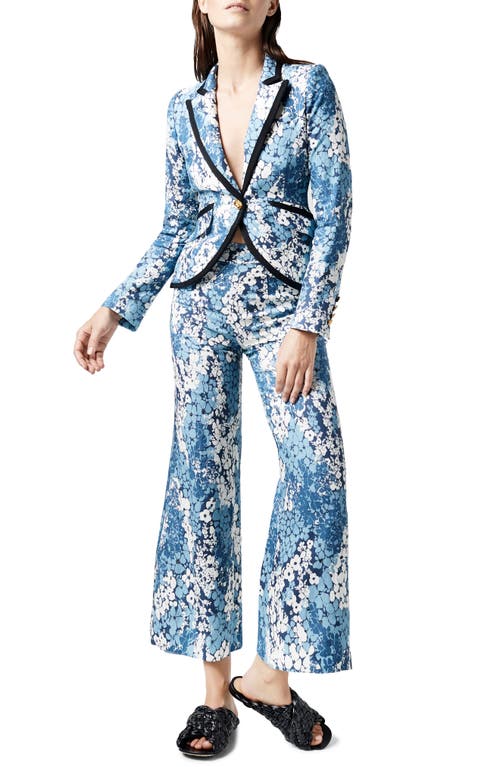 Smythe Floral Patch Pocket Linen Pants In Blue