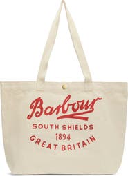 Barbour Script Cotton Canvas Tote