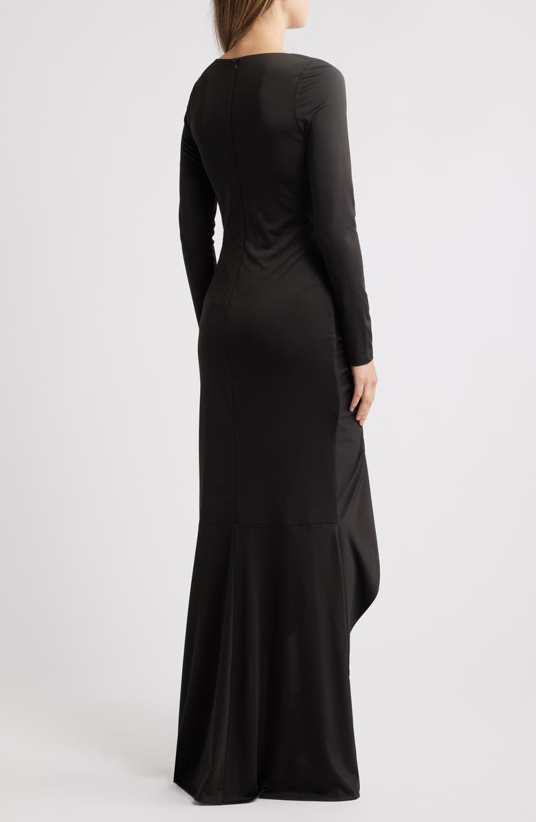 Black Halo Atlanta Ruched Ruffle Long Sleeve Maxi Dress, Alternate, color, 