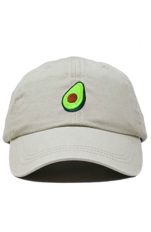 Dalix Avocado Embroidered Food Hat In Washed Stone White