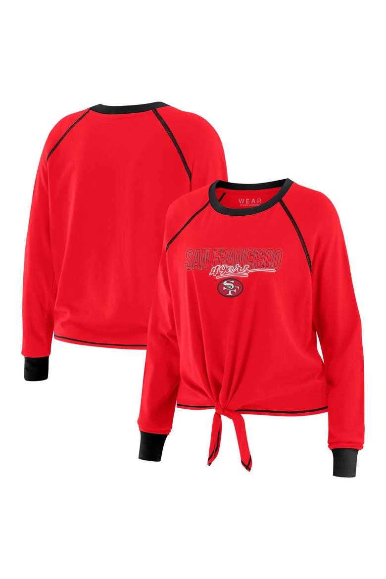Women's WEAR by Erin Andrews Scarlet San Francisco 49ers Tie-Front Long Sleeve T-Shirt, Main, color, Scarlet