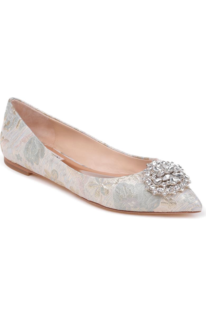 Badgley Mischka Collection Badgley Mischka 'Davis' Crystal Embellished Pointy Toe Flat, Main, color,