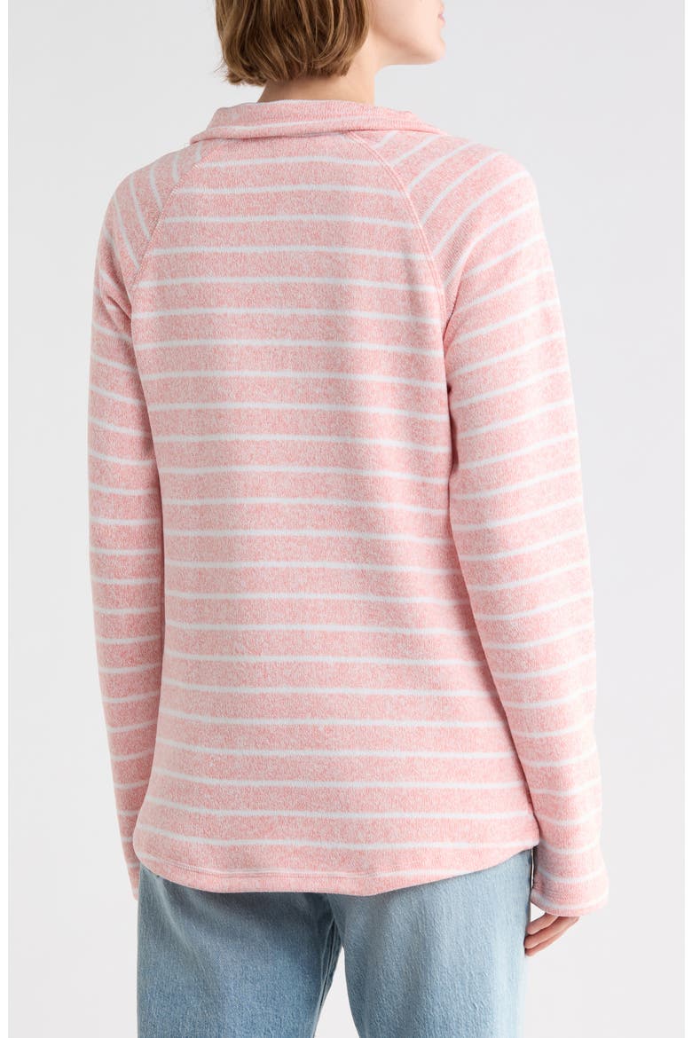 Stripe Quarter Zip Sweatshirt, Alternate, color, CORAL ALMOND