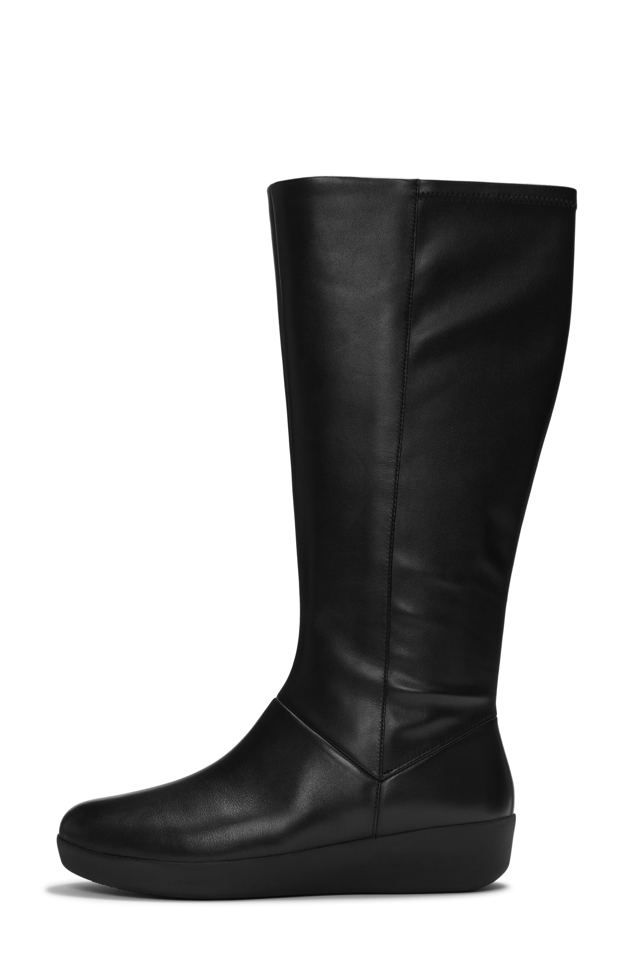 Flowform Leather Knee High Boot, Alternate, color, ALL BLACK