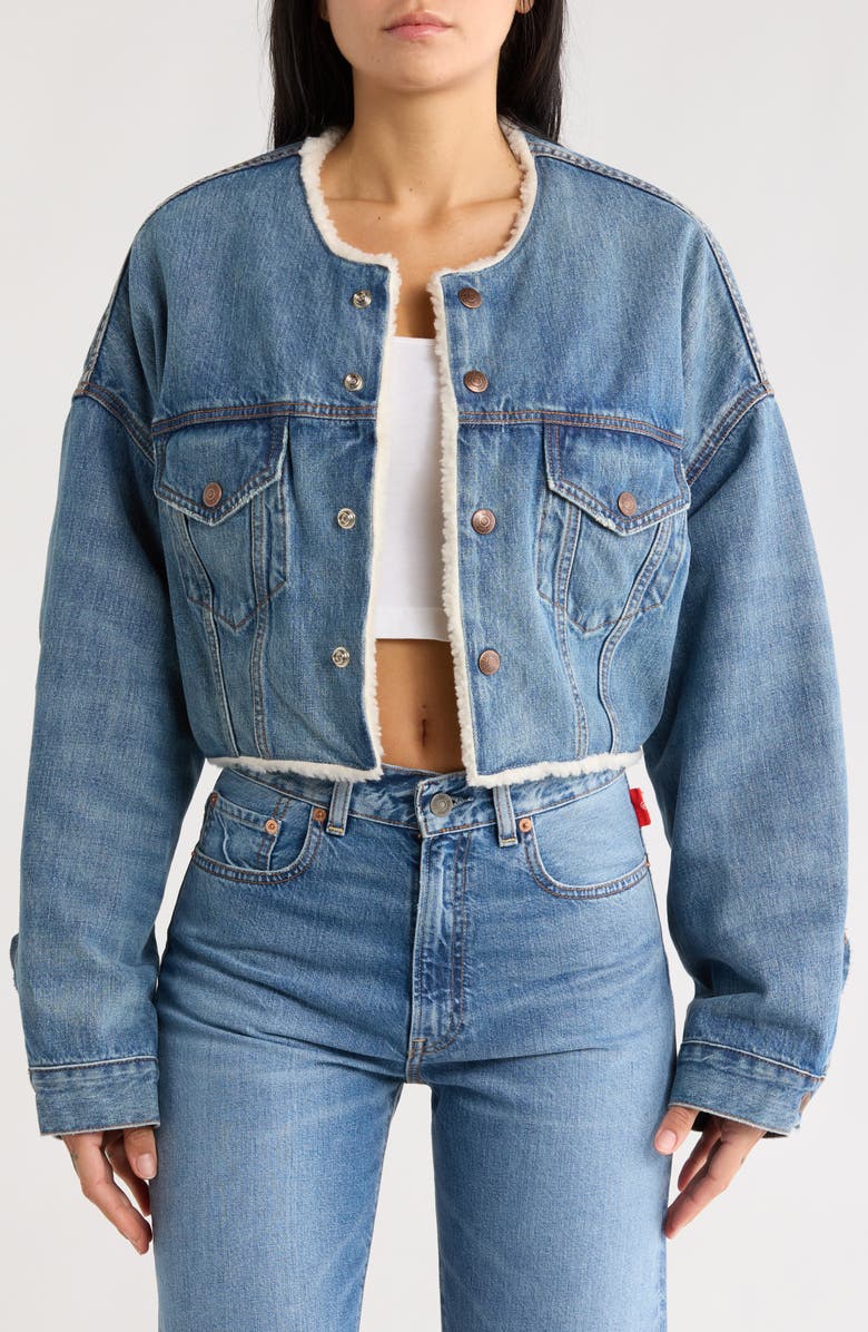 DENIMIST Oversize Cropped Denim Jacket, Main, color, Blake