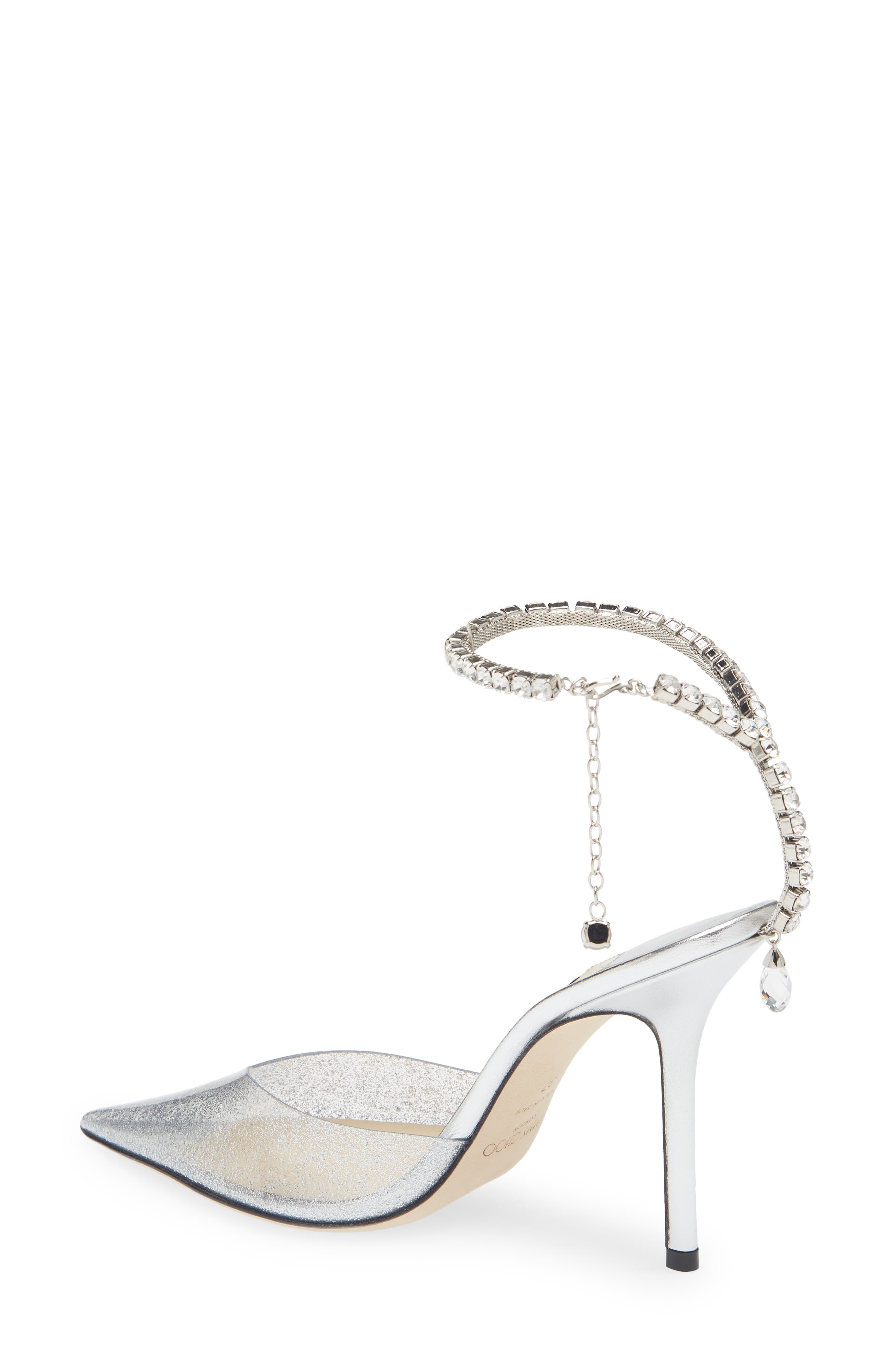 Jimmy Choo Saeda Glitter Crystal Ankle Strap Pointed Toe Pump, Alternate, color, 