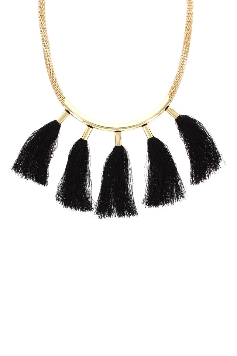 Gaby Tassel Necklace, Main, color, GOLD / BLACK