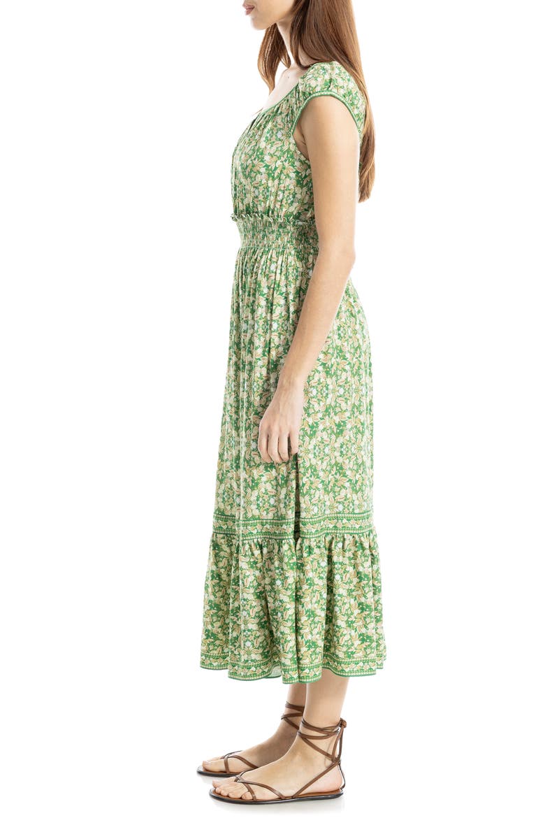 Floral Smocked Maxi Dress, Alternate, color, GREEN/ PINK PAISLEY HARMONY