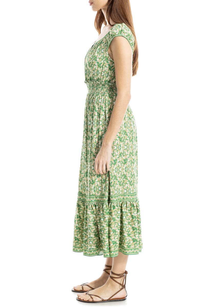 MAX STUDIO Floral Smocked Maxi Dress, Alternate, color, Green/ Pink Paisley Harmony