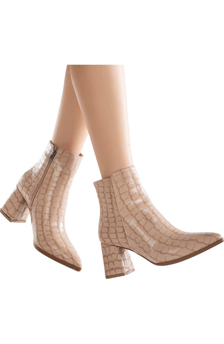 Forever & Always Shoes Lilith Croco Ankle Boots, Alternate, color, Cream Croco