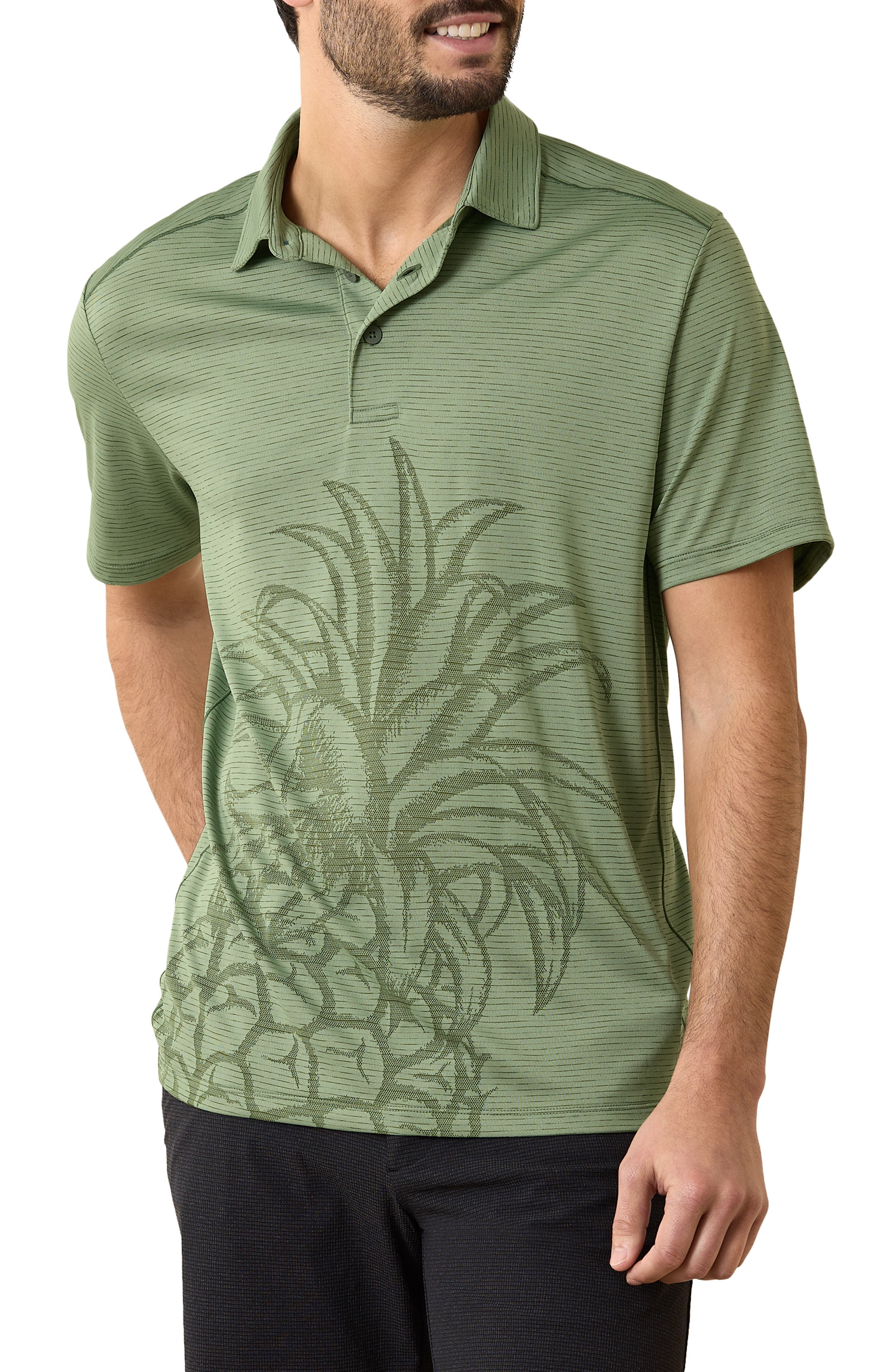 Tommy Bahama Pina Grande Palm Stripe Recycled Polyester Polo