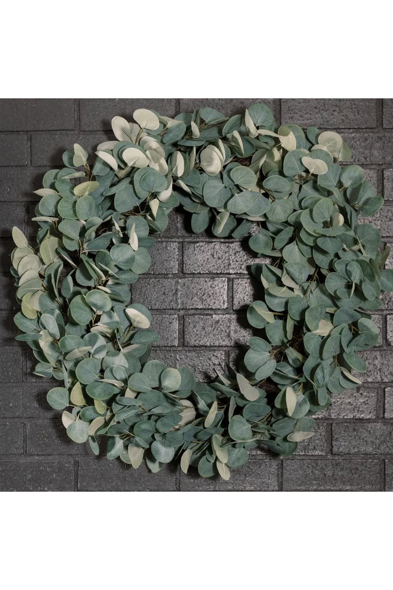 30" Artificial Eucalyptus Wreath, Alternate, color, Green